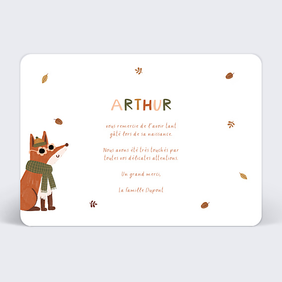 Remerciements Naissance Renard automne