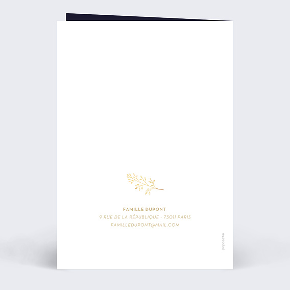 Carte remerciement naissance Fleurs Ocre Verso