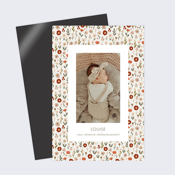 Carte remerciement naissance Liberty Automne