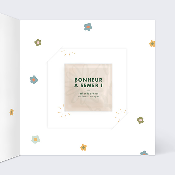 Carte remerciement naissance Graine de Bébé Intérieur Droit