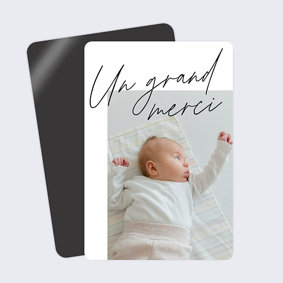 Carte remerciement naissance Grande Typo