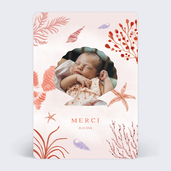Carte remerciement naissance Pleine Mer Recto
