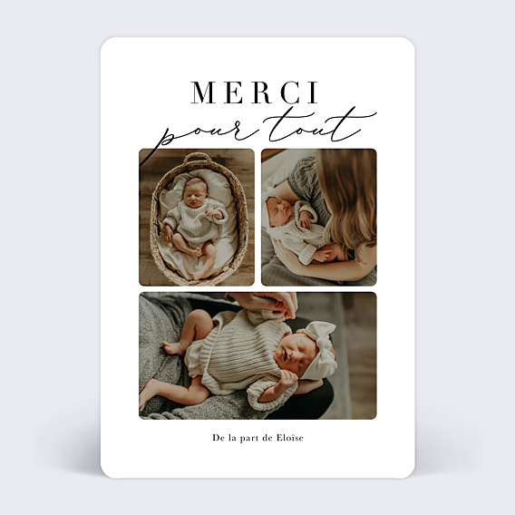 Remerciements Naissance Grande typo merci