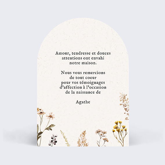 Remerciements Naissance Bouquet Sauvage