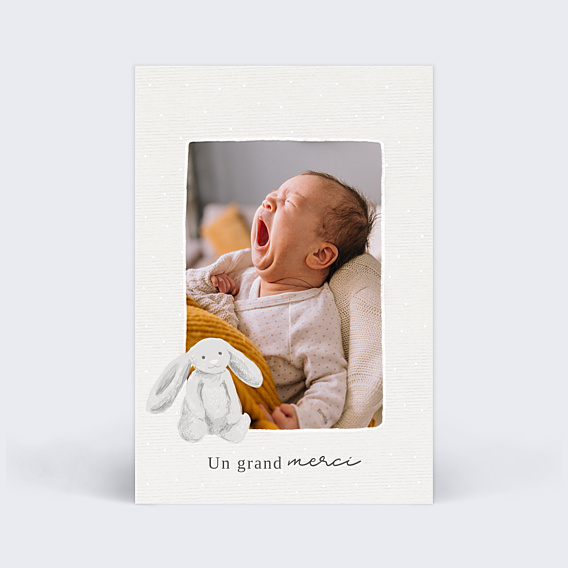 Remerciements Naissance Petit Lapin Gris 