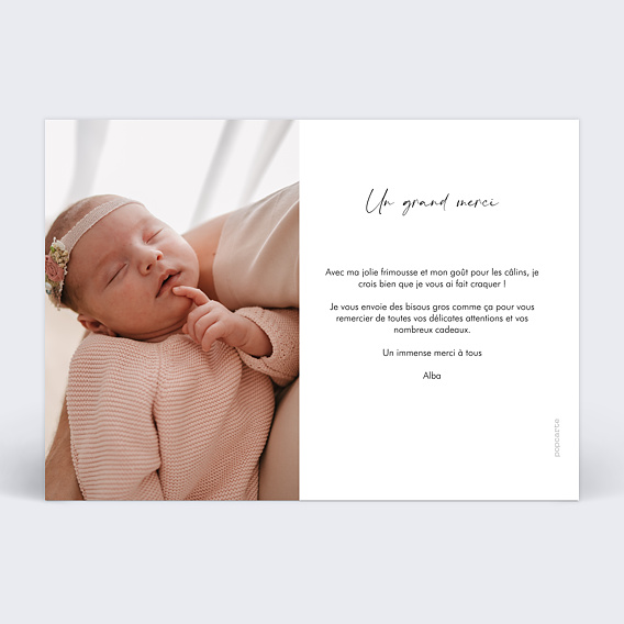 Carte remerciement naissance Classique Multiphotos Verso