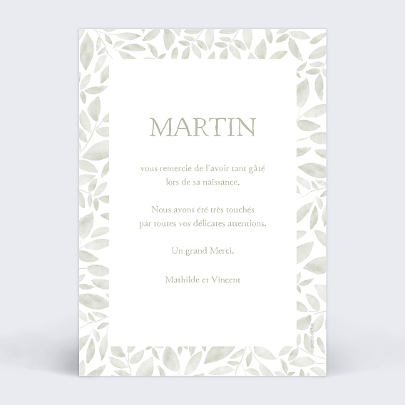 Carte remerciement naissance Jolis brins Verso