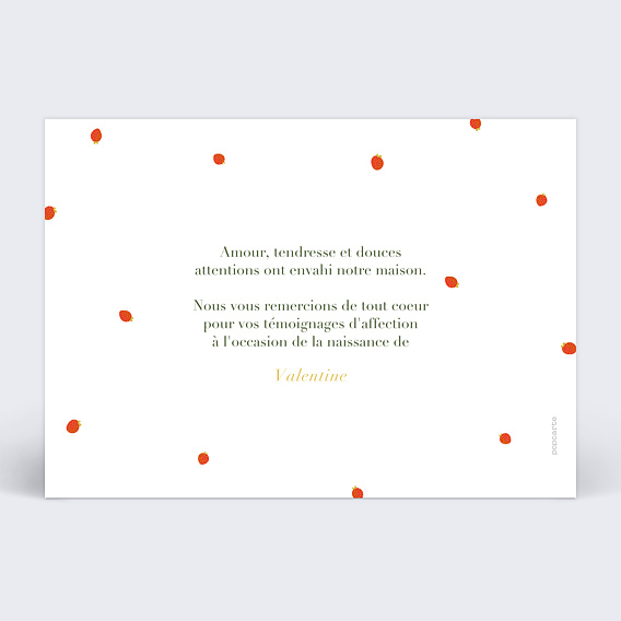 Carte remerciement naissance Liberty Été Verso