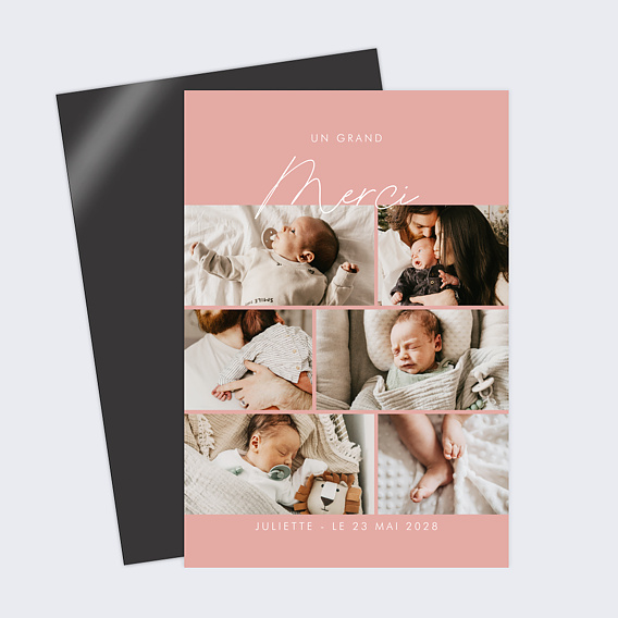 Carte remerciement naissance Fille Élégance