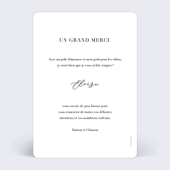 Remerciements Naissance Grande typo merci