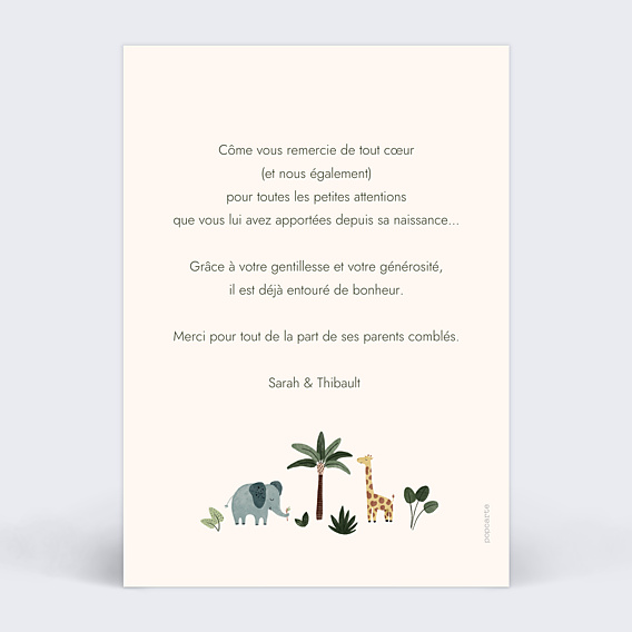 Remerciements Naissance Petite Jungle