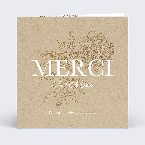Remerciements Naissance Merci fleuri avec graines