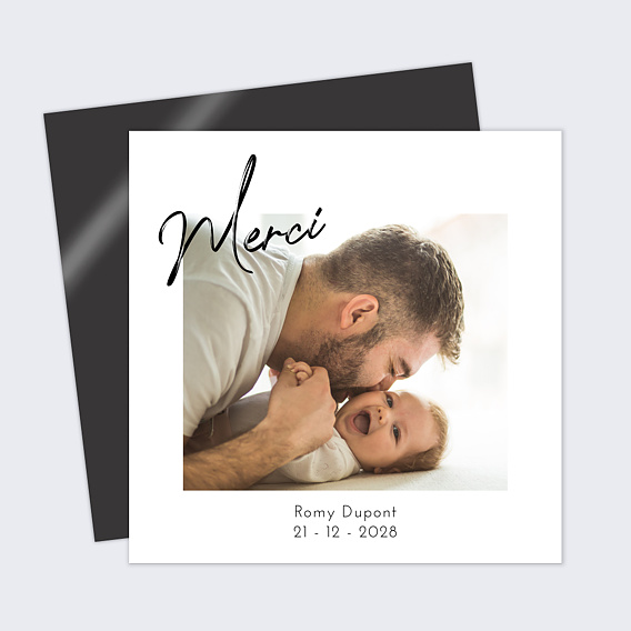Carte remerciement naissance Signature