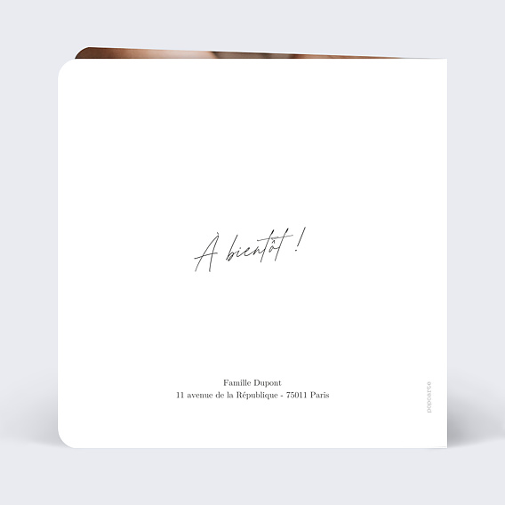 Carte remerciement naissance Merci blanc Verso