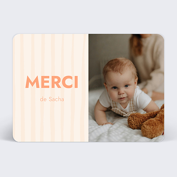 Carte remerciement naissance Rayures douces