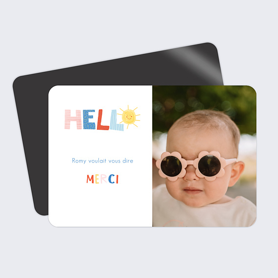 Carte remerciement naissance Texte Coloré