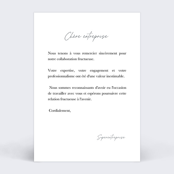 Carte remerciement professionnel Effet Photo Vintage Verso