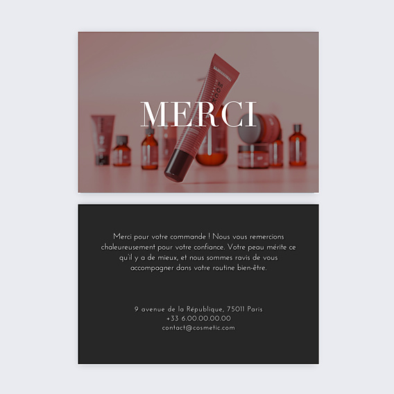 Remerciements Professionnels Cosmétique