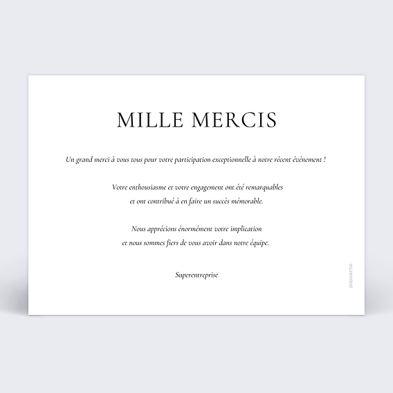 Carte remerciement professionnel Élégance Intemporelle Verso