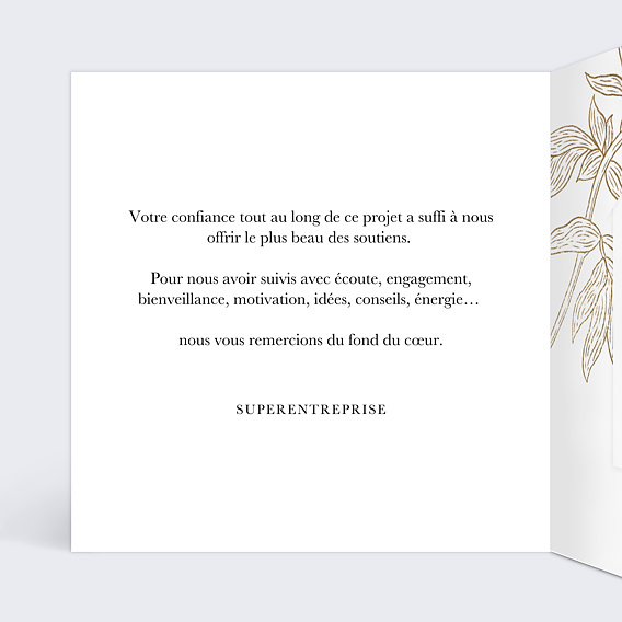 Carte remerciement professionnel Merci fleuri avec graines Intérieur Gauche