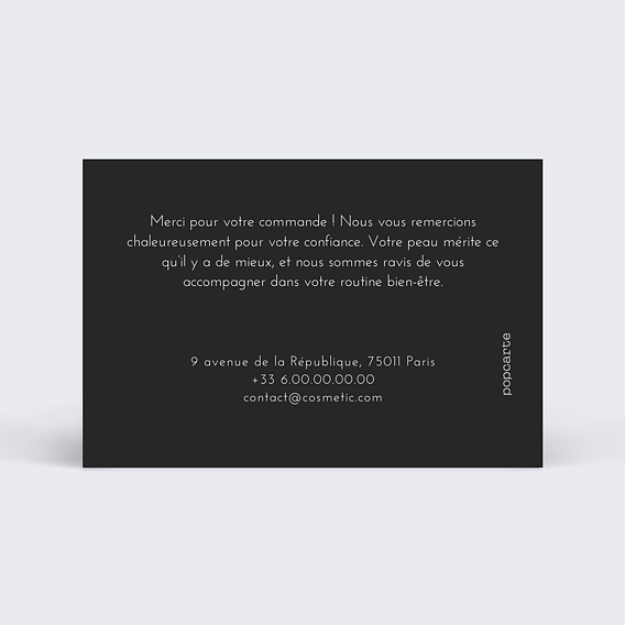 Carte remerciement professionnel Cosmétique Verso