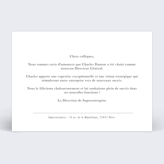 Carte remerciement professionnel Simple
