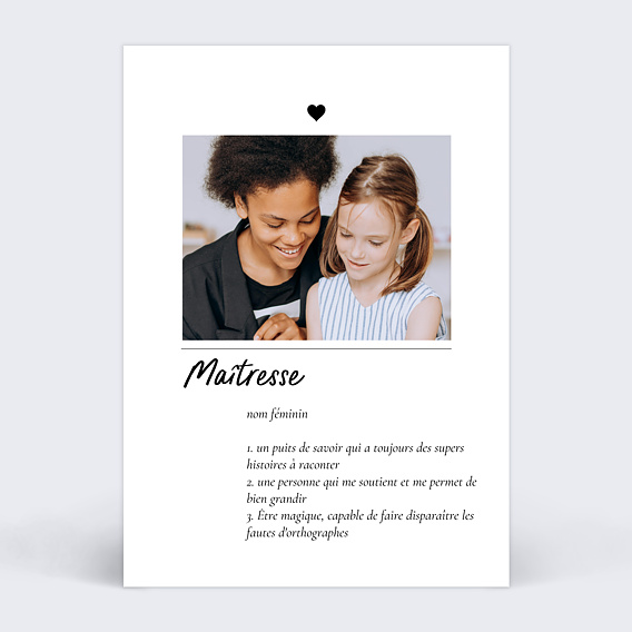Carte remerciement invitation Définition Maîtresse