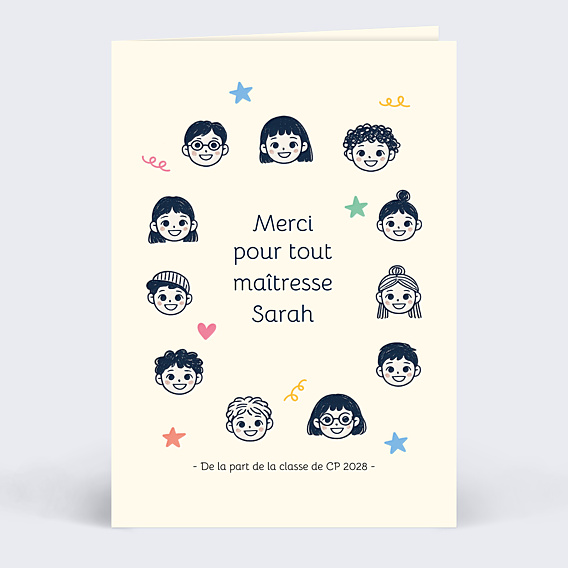 Carte de remerciement Écoliers