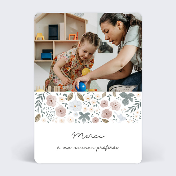 Carte remerciement invitation Frise Fleurie