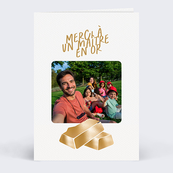 Carte de remerciement Maître en or