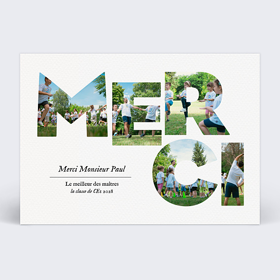 Carte de remerciement Merci en photos