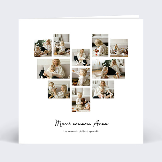 Carte de remerciement Pêle-Mêle Coeur