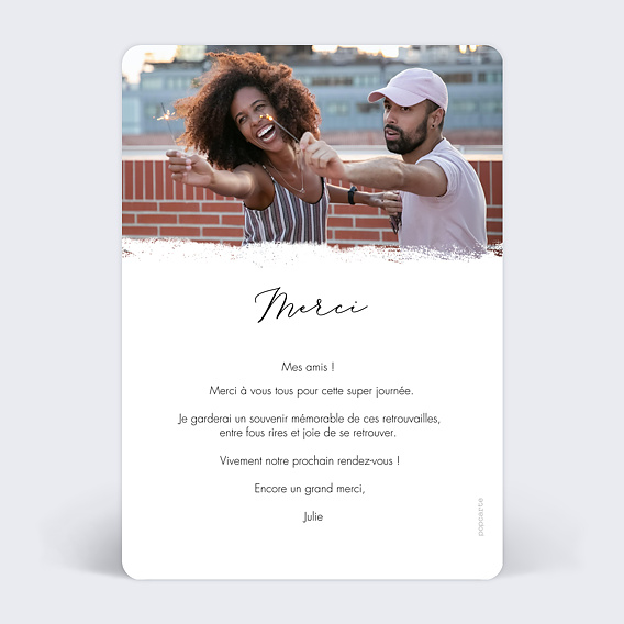 Carte de remerciement Effet Photo Verso