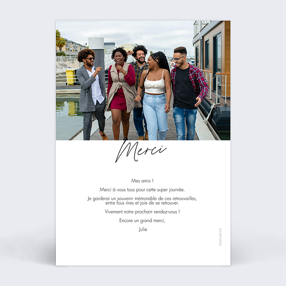 Carte de remerciement Grande Typo Verso