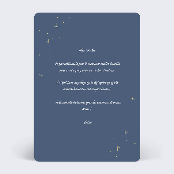 Carte de remerciement Supermaître Verso