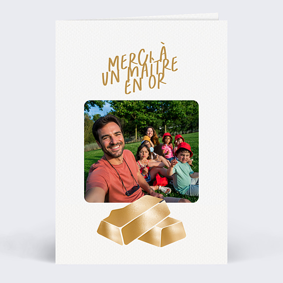Carte de remerciement Maître en or