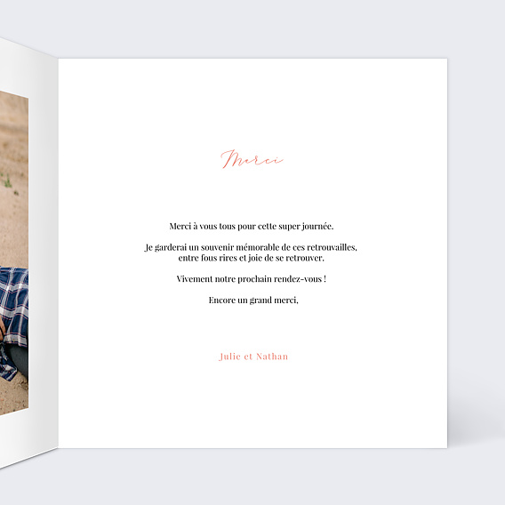 Carte de remerciement With Love Intérieur Droit