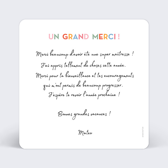 Remerciements Toutes Occasions Lettres Colorées