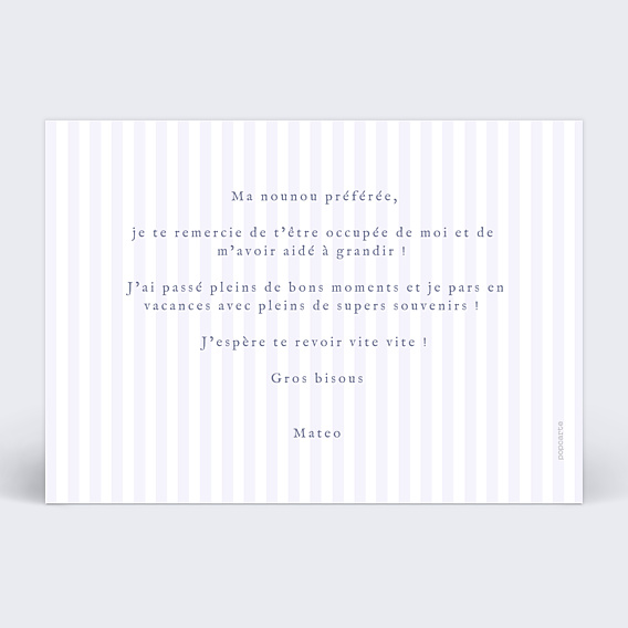 Remerciements Toutes Occasions Petit Ourson Rayé
