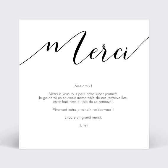 Carte de remerciement Stylo Plume Verso