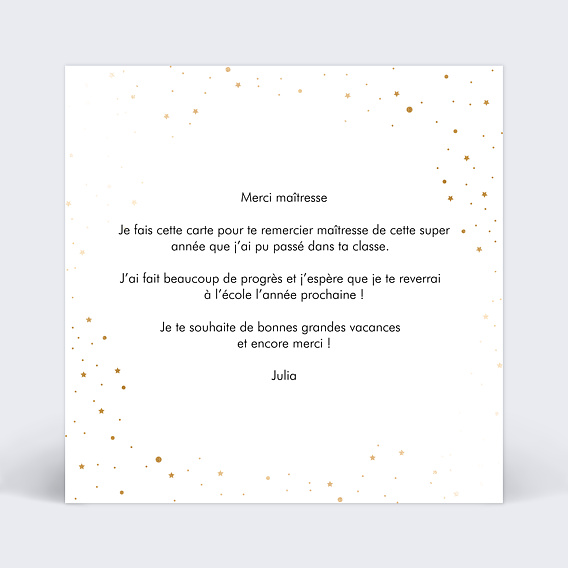 Carte de remerciement Pétillant Verso