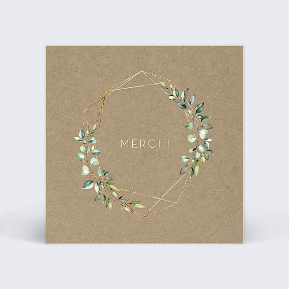 Remerciements Toutes Occasions Couronne de Feuilles sur Kraft