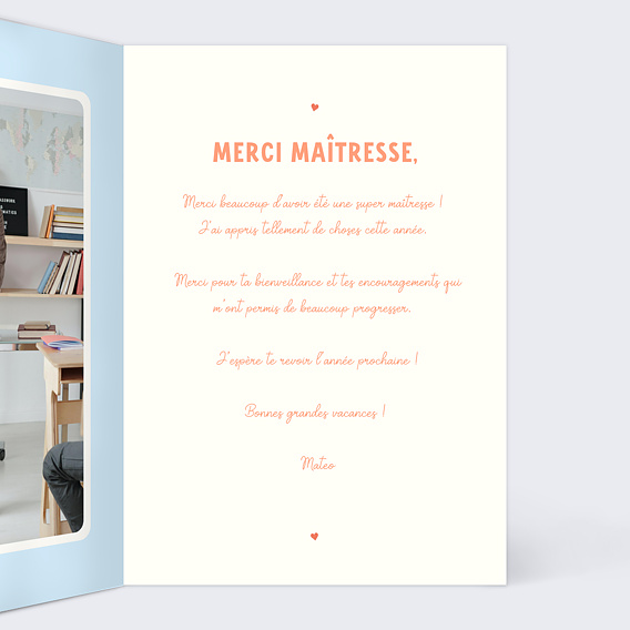 Carte de remerciement Départ Citation Intérieur Droit