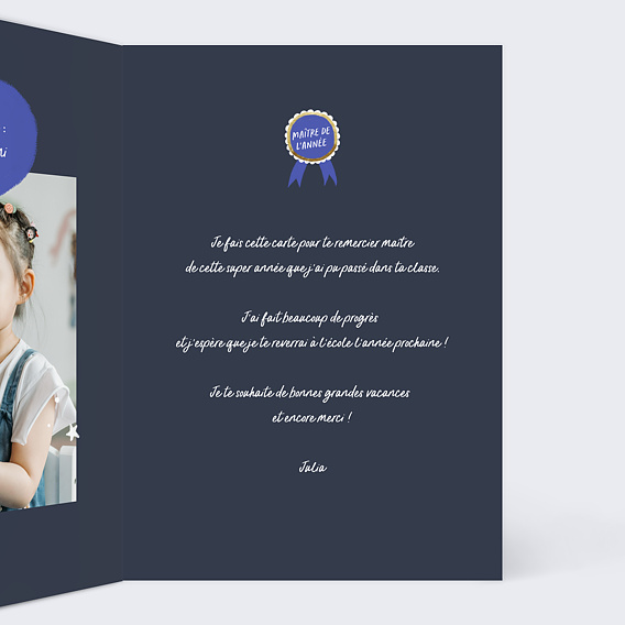 Carte de remerciement Le Meilleur Maître Intérieur Droit