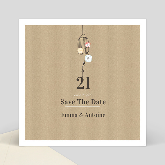Save the date amour en cage