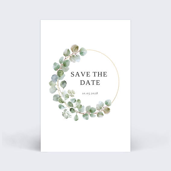 Save the Date Couronne Ocre Eucalyptus