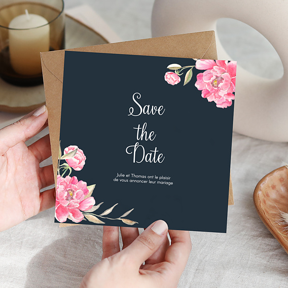 Save the Date Dark Peony