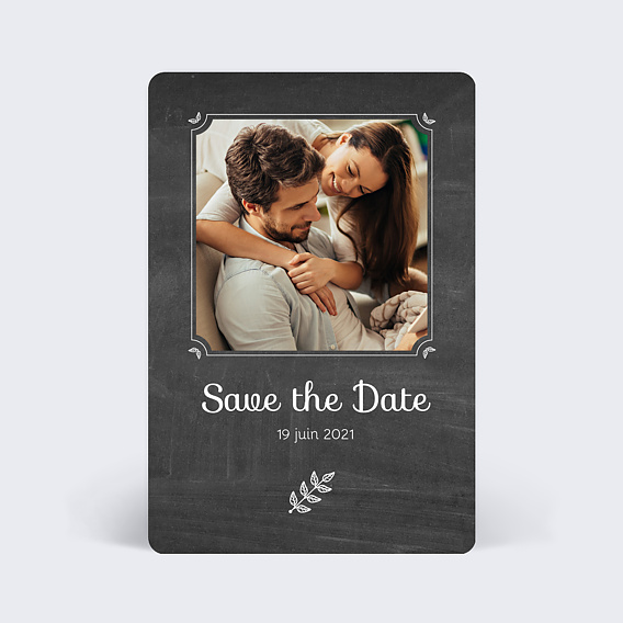 Save The Date Feuilles ardoise