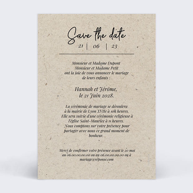 Save the date Esprit Chiné 2 Photos Verso