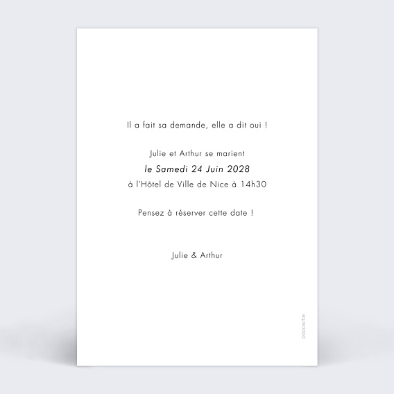 Save the date Etiquette Poudrée Verso